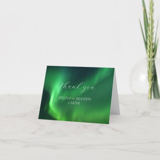 Northern Lights Aurora Borealis Wedding Thank you  Card (Front)