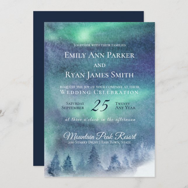 Northern Lights Aurora Sky Invitation (Front/Back)