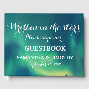 Northern Lights Aurora Starry Night Wedding Guest Book