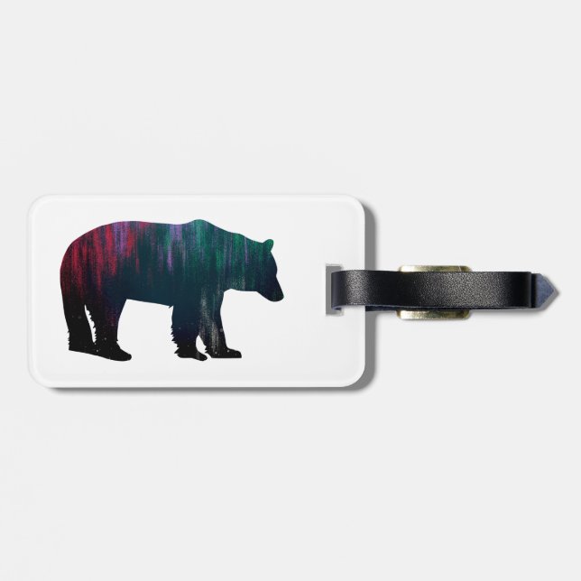 Northern Lights Bear Luggage Tag (Back Horizontal)