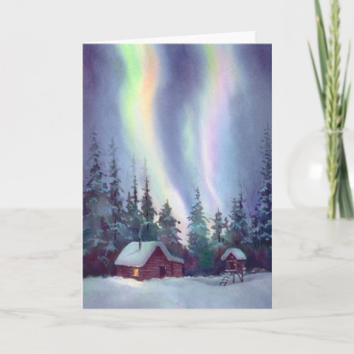 NORTHERN LIGHTS by SHARON SHARPE Holiday Card