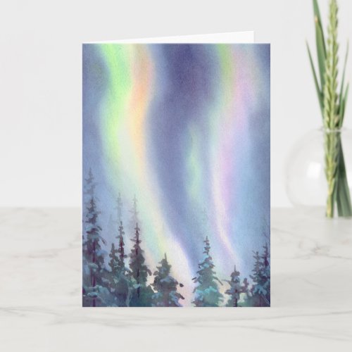 NORTHERN LIGHTS by SHARON SHARPE Holiday Card