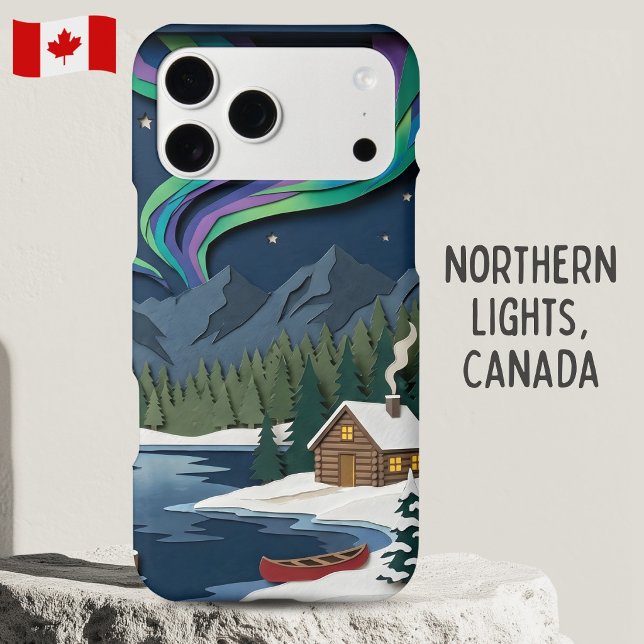 Northern Lights Canada Layered Paper Diorama iPhone Case (Creator Uploaded)