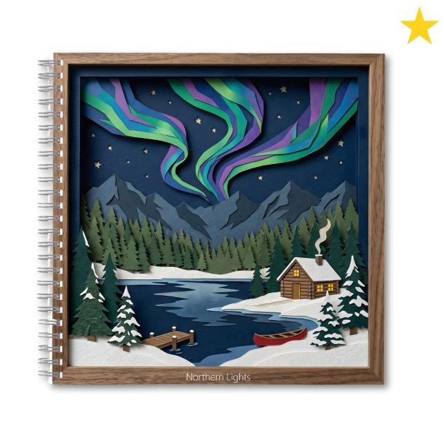 Northern Lights Canada Paper Collage Diorama Notebook (Creator Uploaded)
