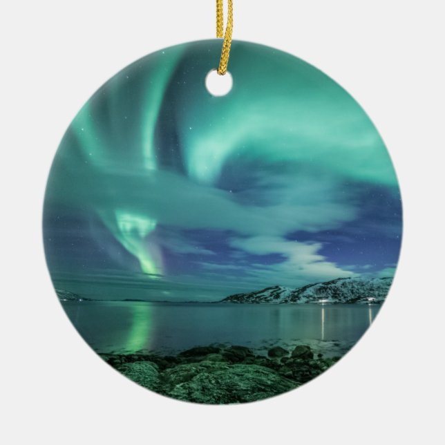 Northern Lights Ceramic Ornament (Front)