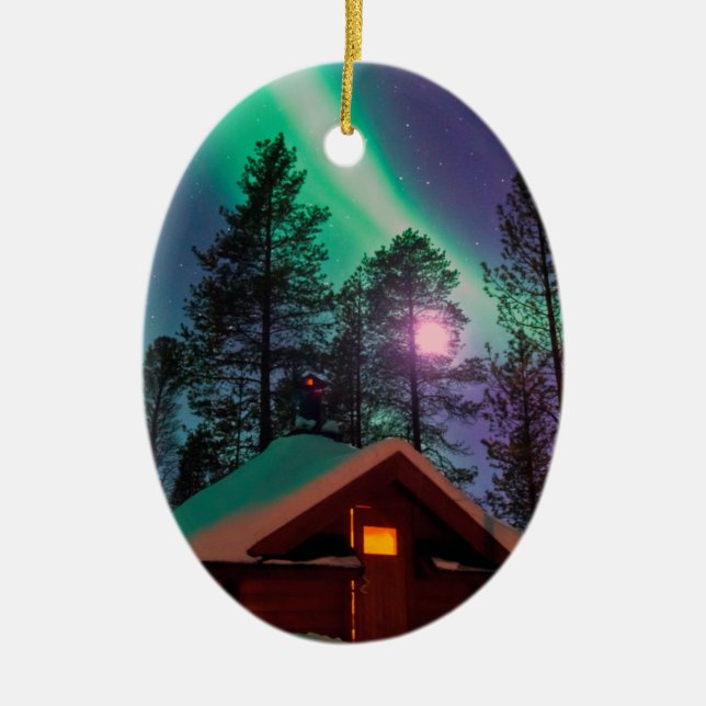 Northern Lights Ceramic Ornament (Front)