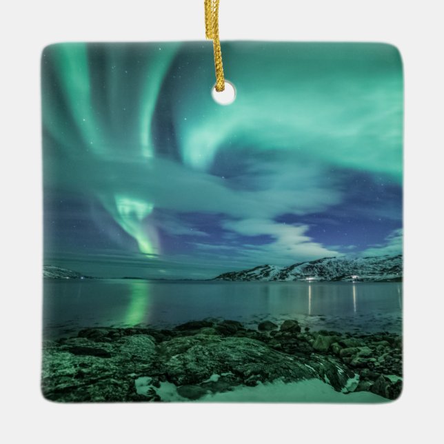 Northern Lights Ceramic Ornament (Front)