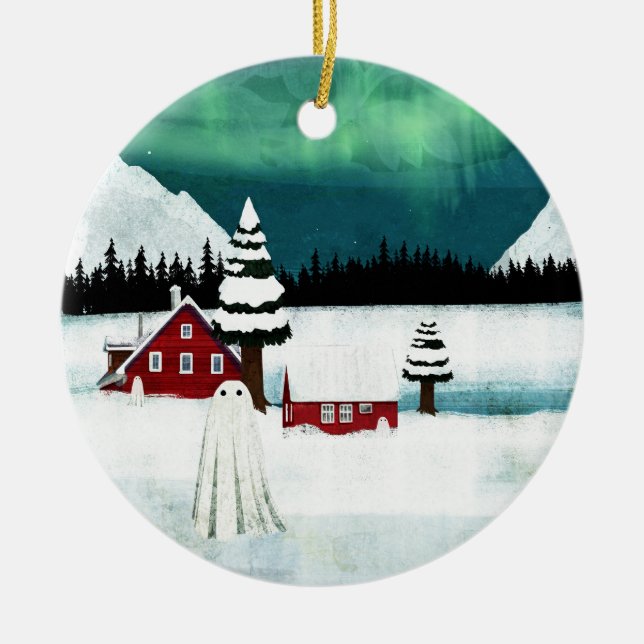 northern Lights Ceramic Ornament (Front)