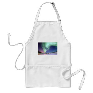 Northern Lights Chic Ribbon Of Lights Jade Glow Adult Apron