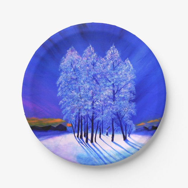 Northern Lights Christmas Paper Plates (Front)