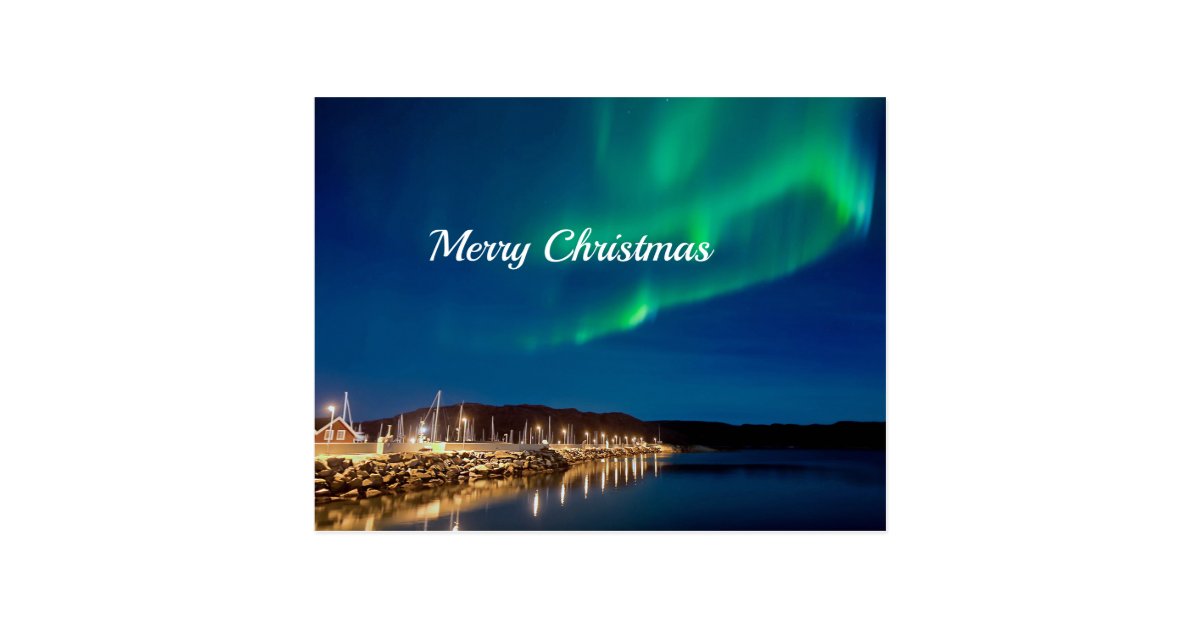 Northern Lights Christmas Postcard