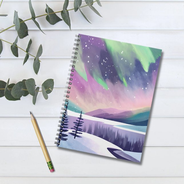 Northern Lights Colorful Winter Night | Watercolor Notebook (Creator Uploaded)
