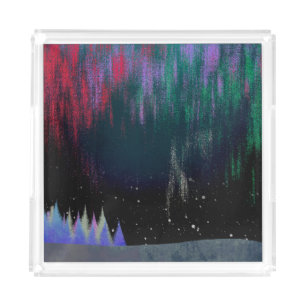 Northern Lights Contemporary Landscape Acrylic Tray