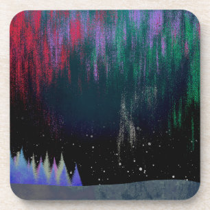 Northern Lights Contemporary Landscape Beverage Coaster