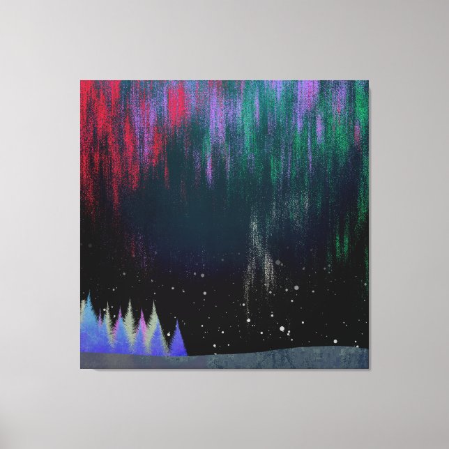 Northern Lights Contemporary Landscape Canvas Print (Front)