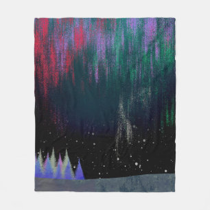 Northern Lights Contemporary Landscape Fleece Blanket