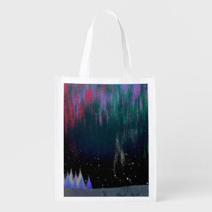 Northern Lights Contemporary Landscape Grocery Bag