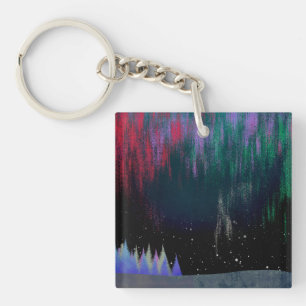 Northern Lights Contemporary Landscape Keychain