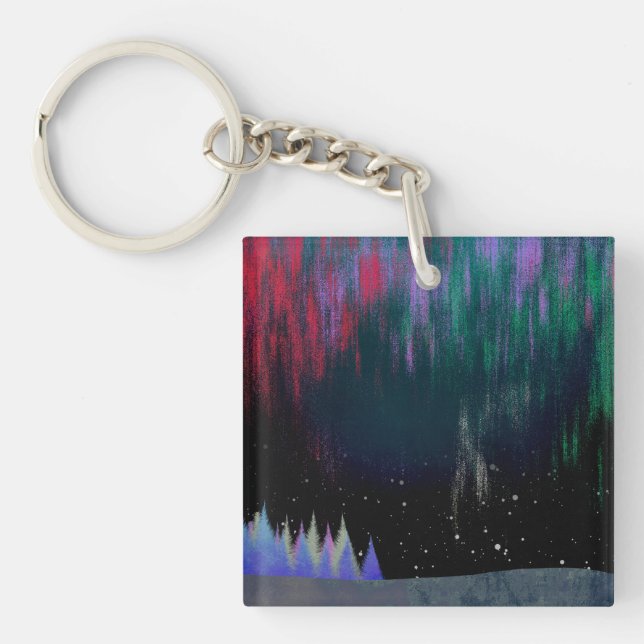 Northern Lights Contemporary Landscape Keychain (Front)
