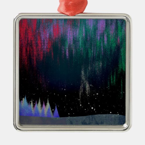 Northern Lights Contemporary Landscape Metal Ornament