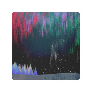 Northern Lights Contemporary Landscape Metal Print