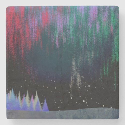 Northern Lights Contemporary Landscape Stone Coaster