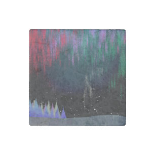 Northern Lights Contemporary Landscape Stone Magnet