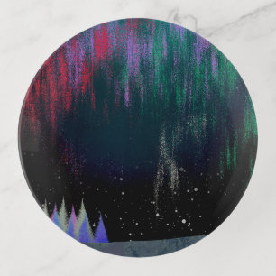 Northern Lights Contemporary Landscape Trinket Tray