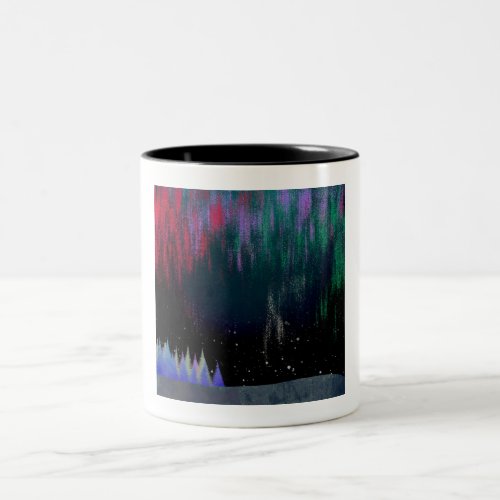 Northern Lights Contemporary Landscape Two_Tone Coffee Mug