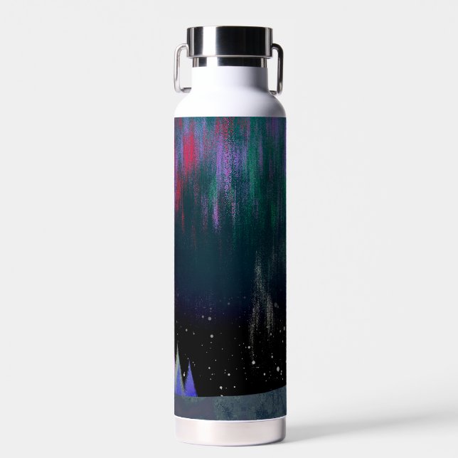 Northern Lights Contemporary Landscape Water Bottle (Front)