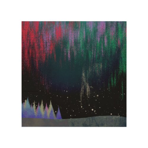 Northern Lights Contemporary Landscape Wood Wall Art
