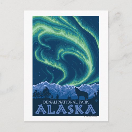 Northern Lights _ Denali National Park Alaska Postcard