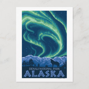 Northern Lights - Denali National Park, Alaska Postcard