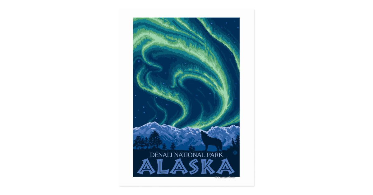 Northern Lights - Denali National Park, Alaska Postcard | Zazzle.com