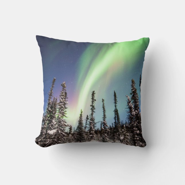 Northern Lights | Denali National Park Throw Pillow (Front)