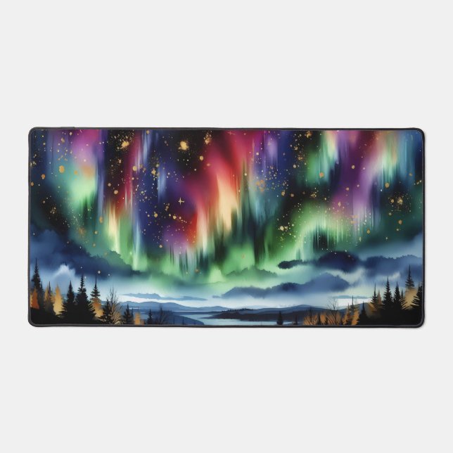  Northern Lights Desk Mat Aurora Borealis Desk Mat (Front)