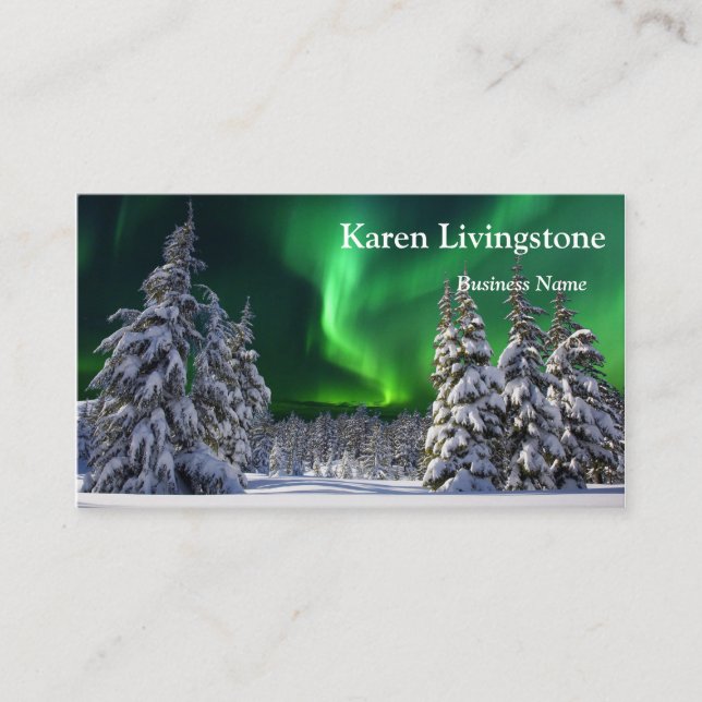 Northern lights during winter  business card (Front)