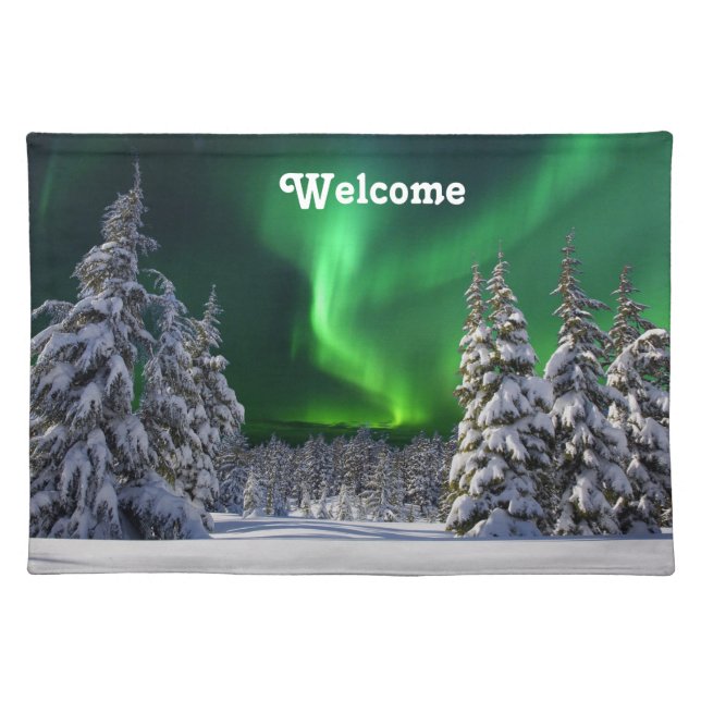 Northern lights during winter  cloth placemat (Front)