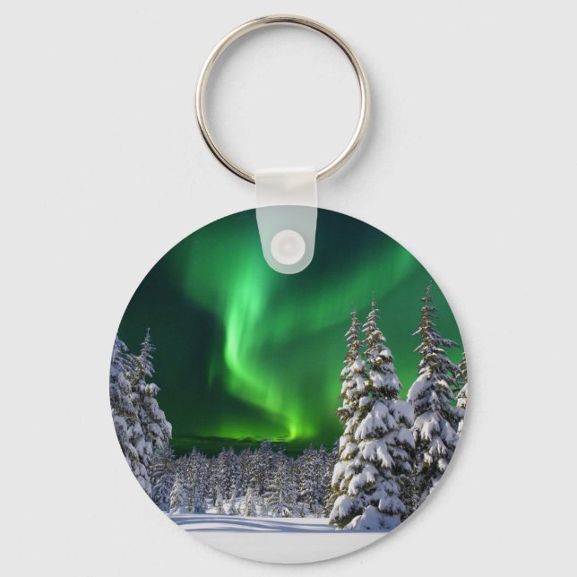 Northern lights during winter  keychain (Front)