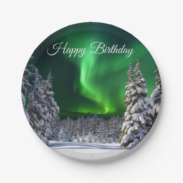 Northern lights during winter paper plates (Front)