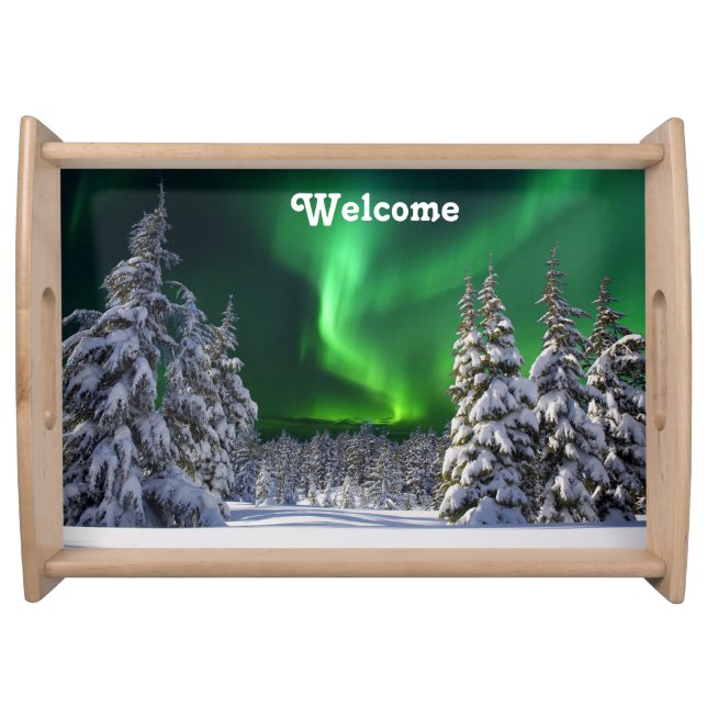 Northern lights during winter  serving tray (Front)