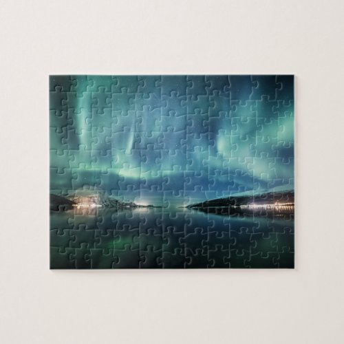 Northern Lights Fjord Photo Jigsaw Puzzle