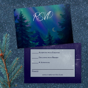Northern Lights Forest Magical Moment Wedding  RSVP Card
