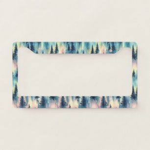 Northern Lights Forest Pattern License Plate Frame