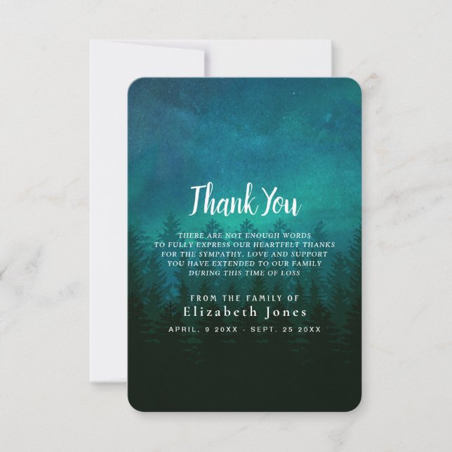 Northern Lights Forest Sympathy Thank You (Front)