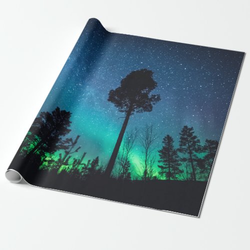 Northern Lights Forest Wrapping Paper