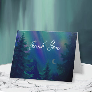 Northern Lights Forrest Magical Moment Wedding  Thank You Card