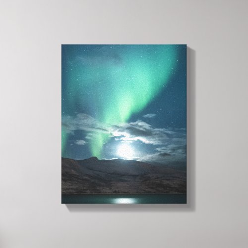 Northern Lights Full Moon Canvas Print