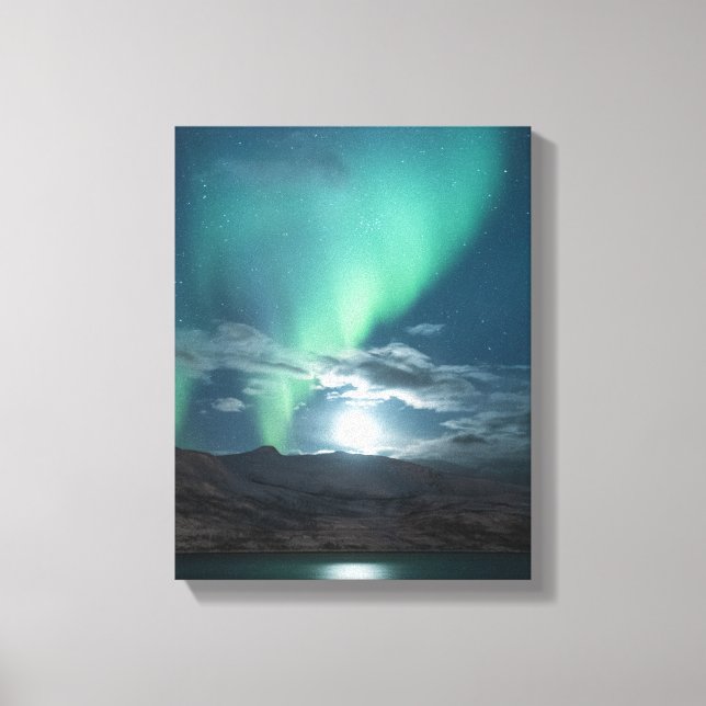 Northern Lights Full Moon Canvas Print (Front)