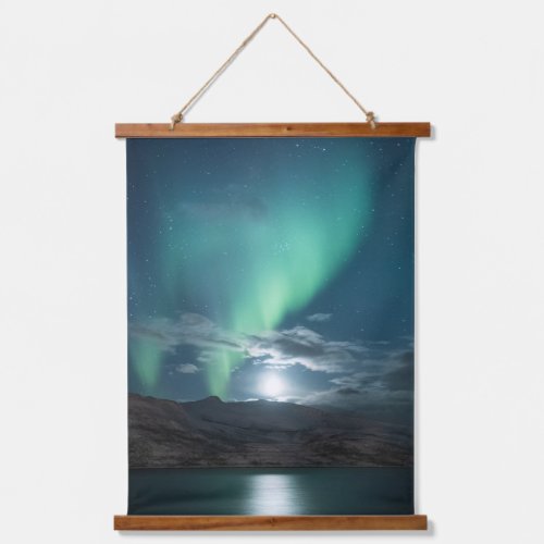 Northern Lights Full Moon Hanging Tapestry